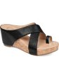 JOURNEE COLLECTION Womens Black Crisscross Design Toe Loop Detail Cork-Like Cushioned Open Back Shoe Rayna Round Toe Wedge Slip On Sandals Shoes M Online