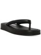 STEVE MADDEN Womens Black Comfort Fango Round Toe Wedge Slip On Thong Sandals Shoes Discount