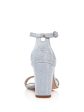 STUART WEITZMAN Womens Silver Nearly Nude Round Toe Block Heel Buckle Dress Sandals Shoes M Hot on Sale