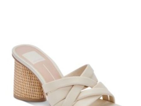 DOLCE VITA Womens Ivory Crisscross Straps Padded Pazlee Square Toe Flare Slip On Leather Heeled Online now