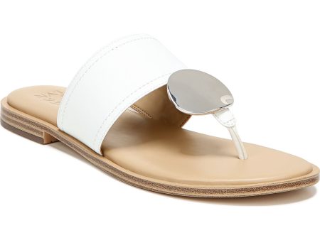 NATURALIZER Womens Beige Ornament Cushioned Breathable Frankie Round Toe Block Heel Slip On Thong Sandals Shoes M Fashion