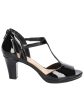 EASY STREET Womens Black 1 2  Platform Padded Stretch T-Strap Flash Open Toe Block Heel Zip-Up Dress Sandals Shoes Online now