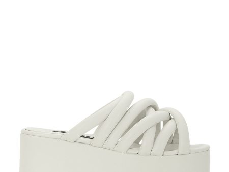 SIMON MILLER Womens Ivory Strappy Cushioned Maze Macada Round Toe Platform Slip On Sandals Shoes Online