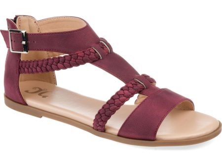 JOURNEE COLLECTION Womens Purple T-Strap Braided Buckle Accent Florence Round Toe Zip-Up Sandals Shoes M Online now