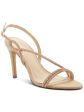 VINCE CAMUTO Womens Beige Embellished Asymmetrical Strappy Luanna Round Toe Stiletto Buckle Dress Slingback Sandal M Hot on Sale