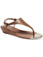 ALFANI Womens Beige T-Strap Cushioned Tinley Round Toe Wedge Buckle Leather Thong Sandals Shoes M For Discount