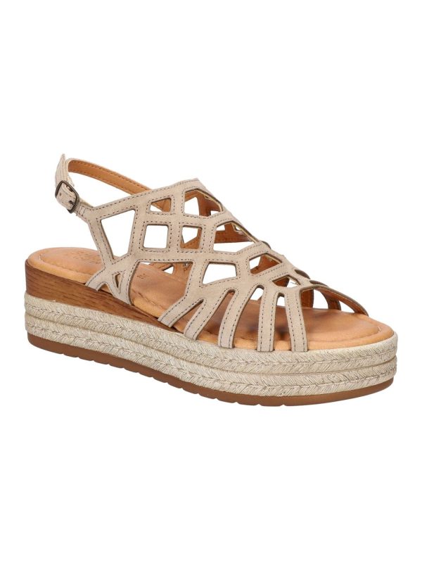 BELLA VITA Womens Beige Strappy Padded Zip Round Toe Wedge Buckle Leather Espadrille Shoes Online