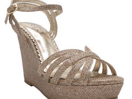 SUGAR Womens Silver 1  Platform Glitter Ankle Strap Padded Capricorn Almond Toe Wedge Buckle Slingback Sandal M Hot on Sale