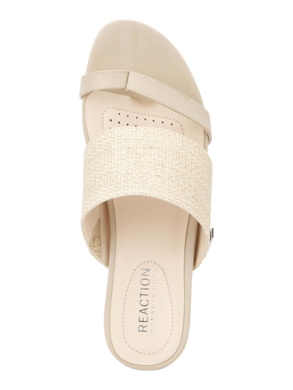 KENNETH COLE Womens Beige Woven Toe Loop Cushioned Logo Late Mule Round Toe Block Heel Slip On Thong Sandals Shoes M Online Hot Sale