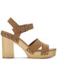 SUN STONE Womens Brown 1  Platform Ankle Strap Studded Deleste Round Toe Block Heel Buckle Dress Heeled M Fashion