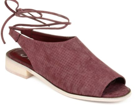 JOURNEE COLLECTION Womens Purple Basket Weave Faux Wood Grain Heel Comfort Ankle Strap Blanch Round Toe Block Heel Lace-Up Slingback Sandal M Online Hot Sale