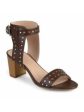 JOURNEE COLLECTION Womens Brown Adjustable Ankle Strap Studded Padded Mabel Open Toe Block Heel Buckle Dress Sandals Shoes Fashion