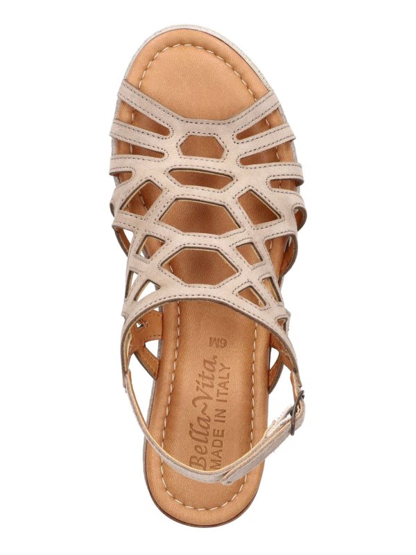 BELLA VITA Womens Beige Strappy Padded Zip Round Toe Wedge Buckle Leather Espadrille Shoes Online