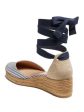 JACK ROGERS Womens Navy Mixed Media Ankle Wrap Tie Padded Palmer Round Toe Wedge Lace-Up Espadrille Shoes M Supply