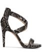 KENNETH COLE Womens Gray Snake Print Crisscross Straps Brooke Cross Almond Toe Stiletto Zip-Up Dress Sandals Shoes Cheap