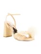 BADGLEY MISCHKA Womens Gold Ankle Strap Padded Bow Accent Glitter Tess Square Toe Block Heel Buckle Dress Heeled Supply