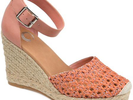 JOURNEE COLLECTION Womens Coral 1 2  Platform Woven Closed Back Comfort Ankle Strap Cushioned Sierra Round Toe Wedge Buckle Espadrille Shoes Discount