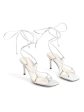 SCHUTZ Womens Silver Antosha Square Toe Kitten Heel Lace-Up Leather Dress Heeled Thong Sandals B Discount