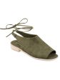 JOURNEE COLLECTION Womens Green Woven Faux Wood Grain Heel Comfort Blanch Round Toe Block Heel Lace-Up Slingback Sandal M Online Hot Sale