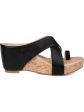 JOURNEE COLLECTION Womens Black Crisscross Design Toe Loop Detail Cork-Like Cushioned Open Back Shoe Rayna Round Toe Wedge Slip On Sandals Shoes M Online