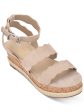 MARC FISHER Womens Beige 1  Platform Padded Cork-Like Jute Detailing Scalloped Ankle Strap Fayme Round Toe Wedge Buckle Leather Slingback Sandal M Discount