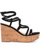 SUN STONE Womens Black 1-1 2  Platform Strappy Braided Trinnie Round Toe Wedge Lace-Up Heeled M Online Sale