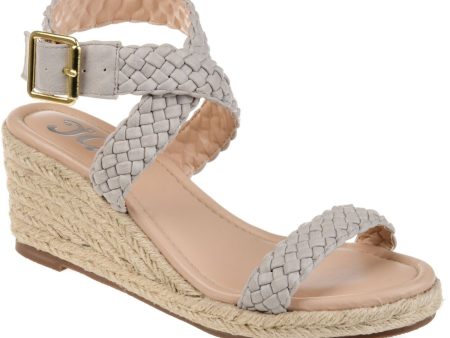 JOURNEE COLLECTION Womens Gray Woven Ankle Strap Evolet Round Toe Wedge Buckle Dress Espadrille Shoes M For Cheap