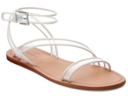 SANCTUARY Womens Clear Iridescent Ankle Strap Breathable Asymmetrical Nellie Round Toe Buckle Sandals Shoes M Discount