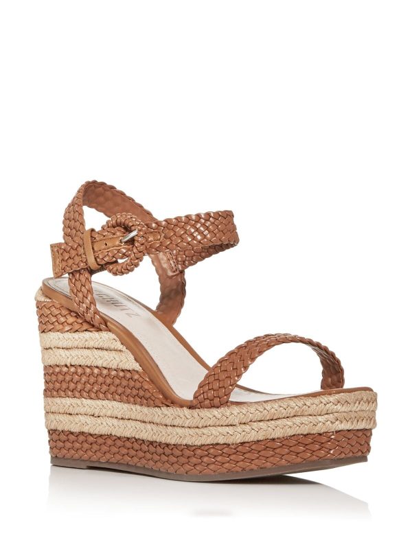 SCHUTZ Womens Brown 1-1 2  Platform Jute Wrapped Adjustable Braided Comfort Nani Square Toe Wedge Buckle Espadrille Shoes B Online now