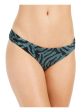 BAR III Women s Green Zebra Print Stretch Lined Full Coverage Side Tab Hipster Swimsuit Bottom For Cheap