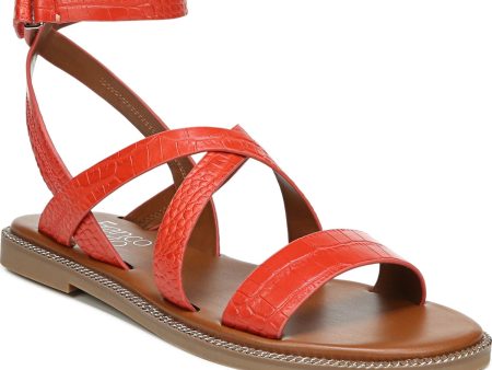 FRANCO SARTO Womens Orange Snake Print Ankle Strap Cushioned Kemmer Round Toe Buckle Gladiator Sandals Shoes M Online