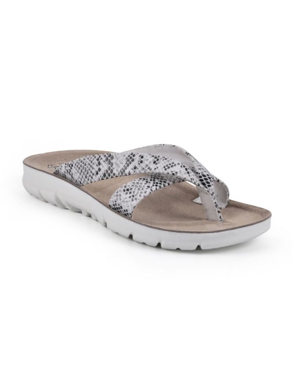 CLIFFS BY WHITE MOUNTAIN Womens Beige Snake Print Best Of Round Toe Slip On Flip Flop Sandal M Sale