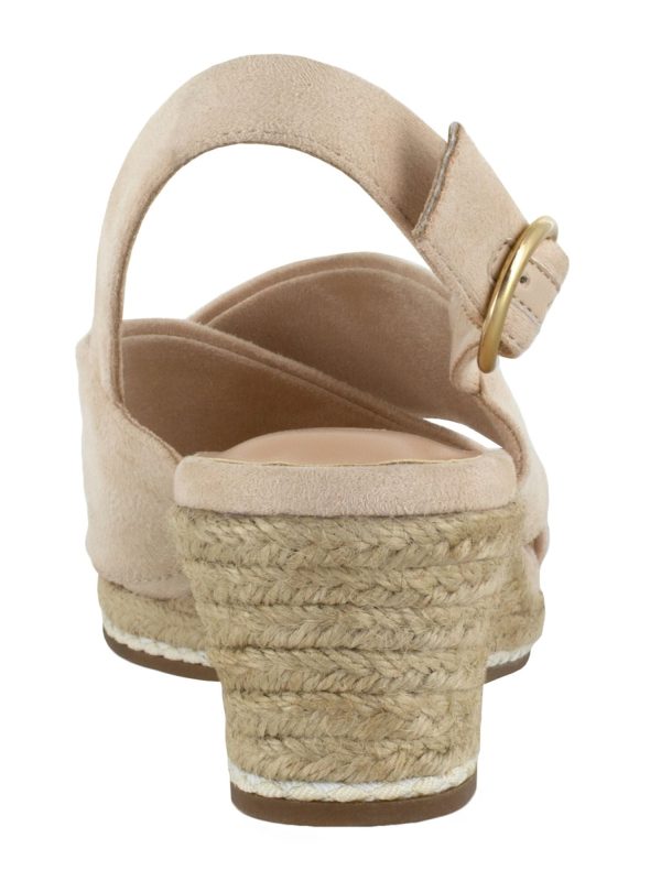 BELLA VITA Womens Beige 1 2  Platform Cushioned Comfort Nadette Ii Round Toe Wedge Buckle Espadrille Shoes W Fashion