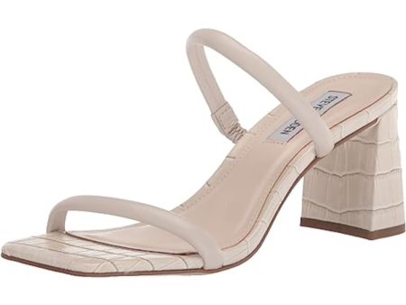 STEVE MADDEN Womens Beige Croc Padded Goring Lilah Square Toe Block Heel Slip On Heeled For Sale