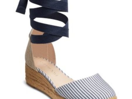 JACK ROGERS Womens Navy Mixed Media Ankle Wrap Tie Padded Palmer Round Toe Wedge Lace-Up Espadrille Shoes M Supply