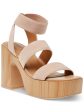 WILD PAIR Womens Beige Knit 1-1 2  Wood-Grain Platform Elastic Ankle Strap Cushioned Strappy Breathable Scarlitt Square Toe Block Heel Slip On Dress Heeled M Hot on Sale