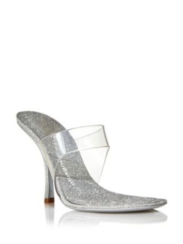 ALEXANDER WANG Womens Clear Mixed Media Glitter Cushioned Nudie 105 Open Toe Stiletto Slip On Dress Heeled Cheap