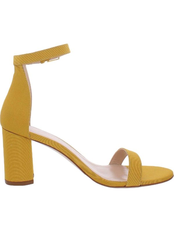 STUART WEITZMAN Womens Yellow Ankle Strap Lessnudist Round Toe Block Heel Buckle Dress Sandals Shoes M Supply