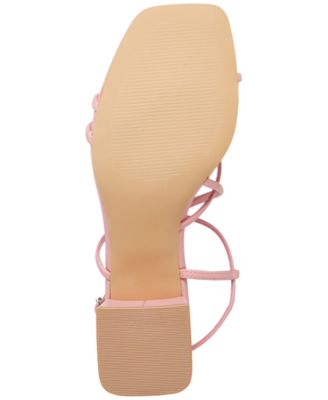 STEVE MADDEN Womens Pink Strappy Padded Rianna Square Toe Block Heel Buckle Slingback Sandal M on Sale