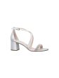 NINA Womens Silver Embellished Nora Round Toe Block Heel Buckle Leather Dress Heeled M For Sale