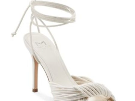 MARC FISHER LTD Womens White Twisted Ankle Wrap Tie Padded Strappy Brista Almond Toe Stiletto Lace-Up Heeled M Online now