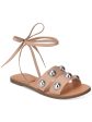 MARC FISHER Womens Beige Studded Padded Bryony Round Toe Lace-Up Leather Sandals Shoes M For Sale