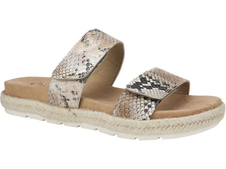 CLIFFS BY WHITE MOUNTAIN Womens Beige Snake Print 1  Platform Jute Wrapped Adjustable Cushioned Tionna Round Toe Wedge Leather Slide Sandals Shoes M Online Hot Sale