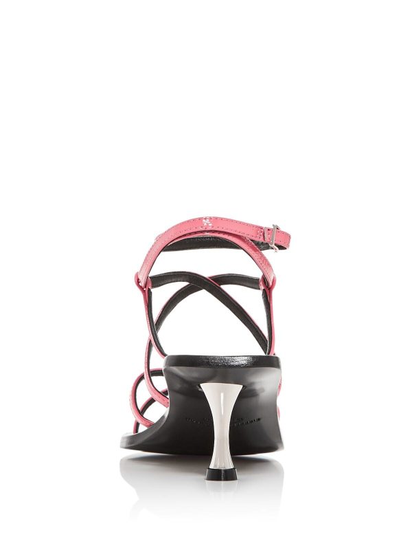 SIGERSON MORRISON Womens Pink Snake Metallic Heel Strappy Irma Square Toe Kitten Heel Buckle Leather Dress Sandals Shoes Online now