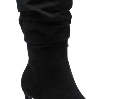 ALFANI Womens Black Padded Lissa Pointed Toe Stiletto Zip-Up Slouch Boot M on Sale