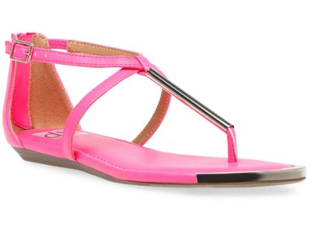 DOLCE VITA Womens Pink Hardware Detail Adjustable Strap Labelle Round Toe Buckle Thong Sandals Shoes M Online Sale