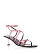 SIGERSON MORRISON Womens Pink Snake Metallic Heel Strappy Irma Square Toe Kitten Heel Buckle Leather Dress Sandals Shoes Online now