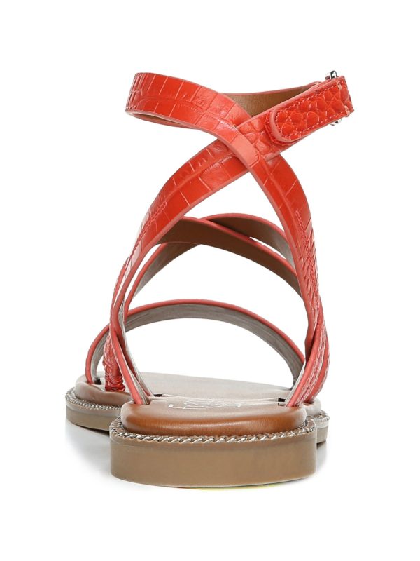 FRANCO SARTO Womens Orange Snake Print Ankle Strap Cushioned Kemmer Round Toe Buckle Gladiator Sandals Shoes M Online