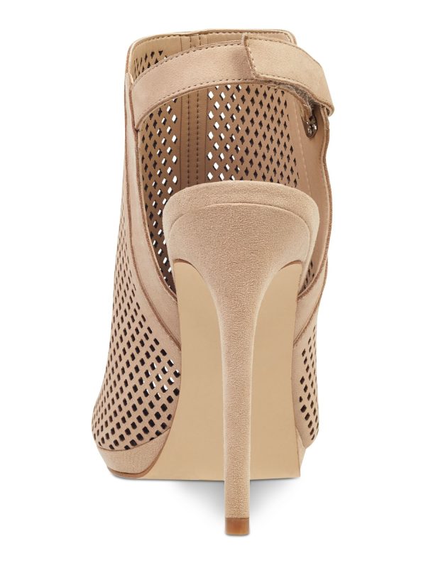 GUESS Womens Light Natural Beige Perforated Padded Aubria Round Toe Stiletto Leather Dress Slingback Sandal M Online