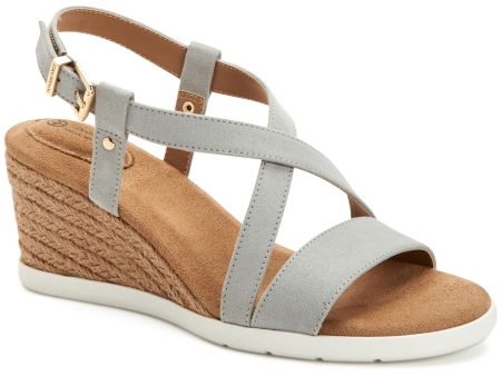 GIANI BERNINI Womens Gray Memory Foam Slingback Cushioned Comfort Dellie Round Toe Wedge Buckle Espadrille Shoes M Fashion